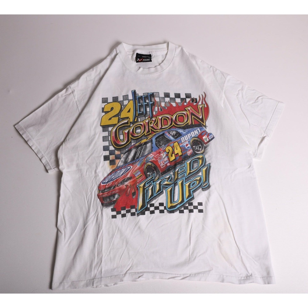 Vintage 2001 Jeff Gordon NASCAR T-Shirt Chase Authentics White Large Fired Up 24
